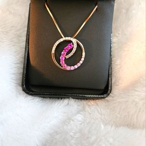 Levian 14kRG White Sapphire and Strawberry Ombre Circle pendant. PRICED TO SELL